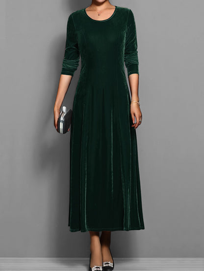 Damen Kleid | Rundhals Langarm Maxi