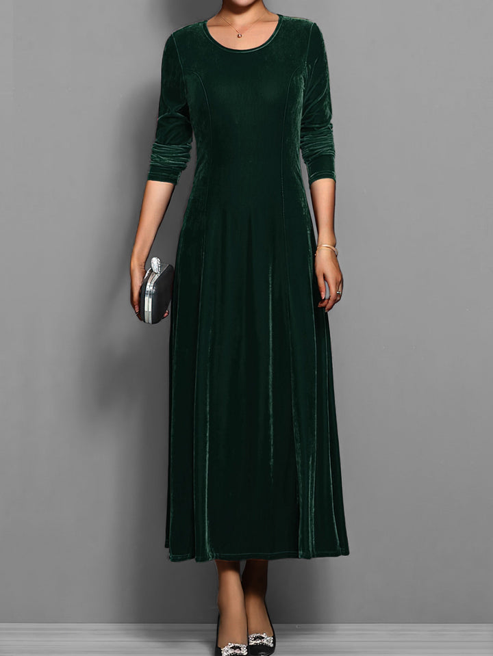 Damen Kleid | Rundhals Langarm Maxi