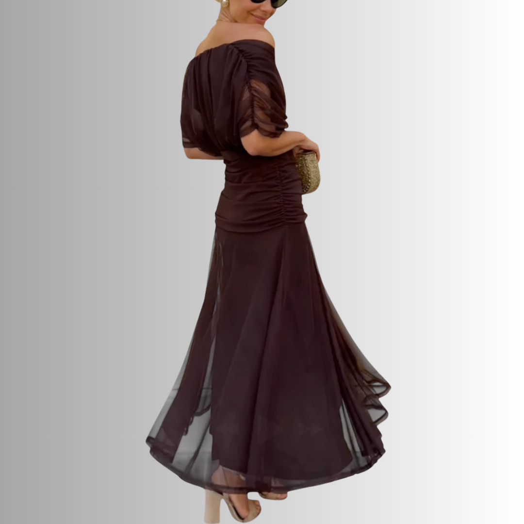 Damen Kleid | Off-Shoulder Fließendes Maxi