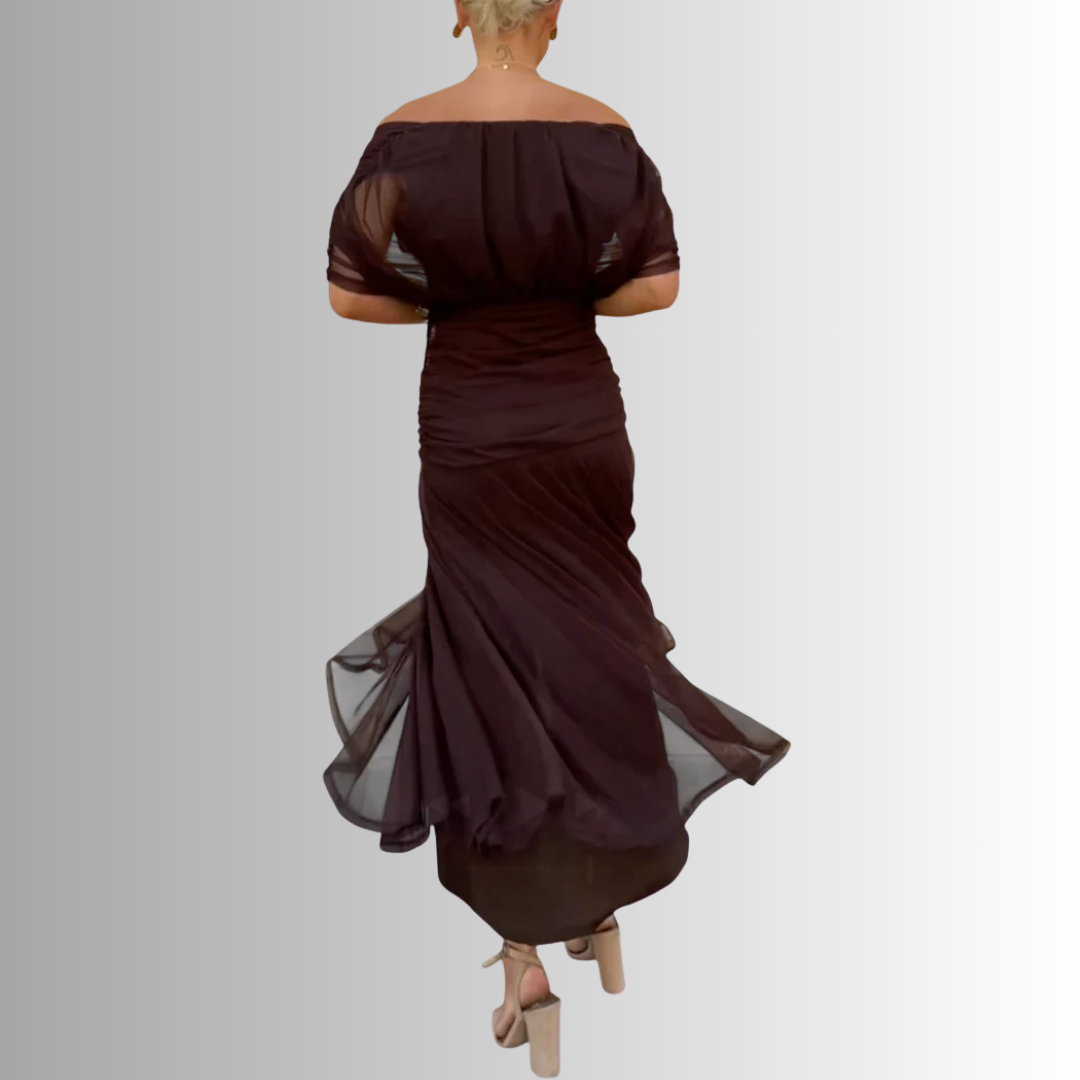 Damen Kleid | Off-Shoulder Fließendes Maxi