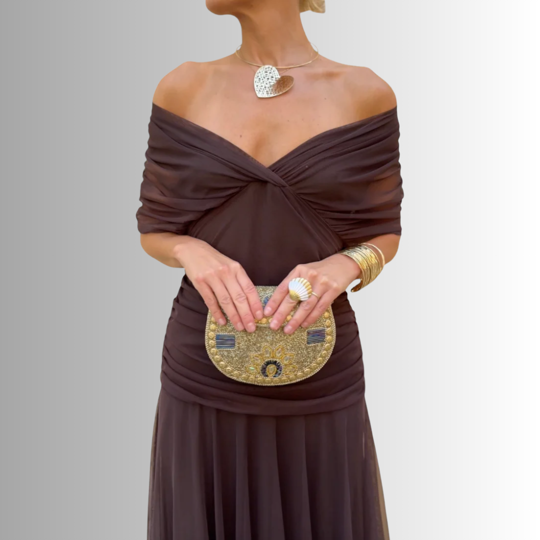 Damen Kleid | Off-Shoulder Fließendes Maxi
