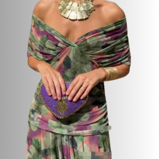Damen Kleid | Off-Shoulder Fließendes Maxi