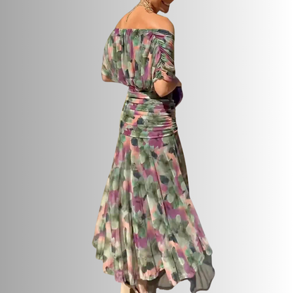 Damen Kleid | Off-Shoulder Fließendes Maxi