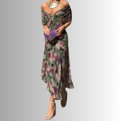 Damen Kleid | Off-Shoulder Fließendes Maxi