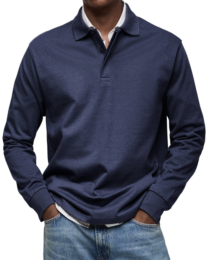 Herren Poloshirt | Langarm Knopfleiste Kragen