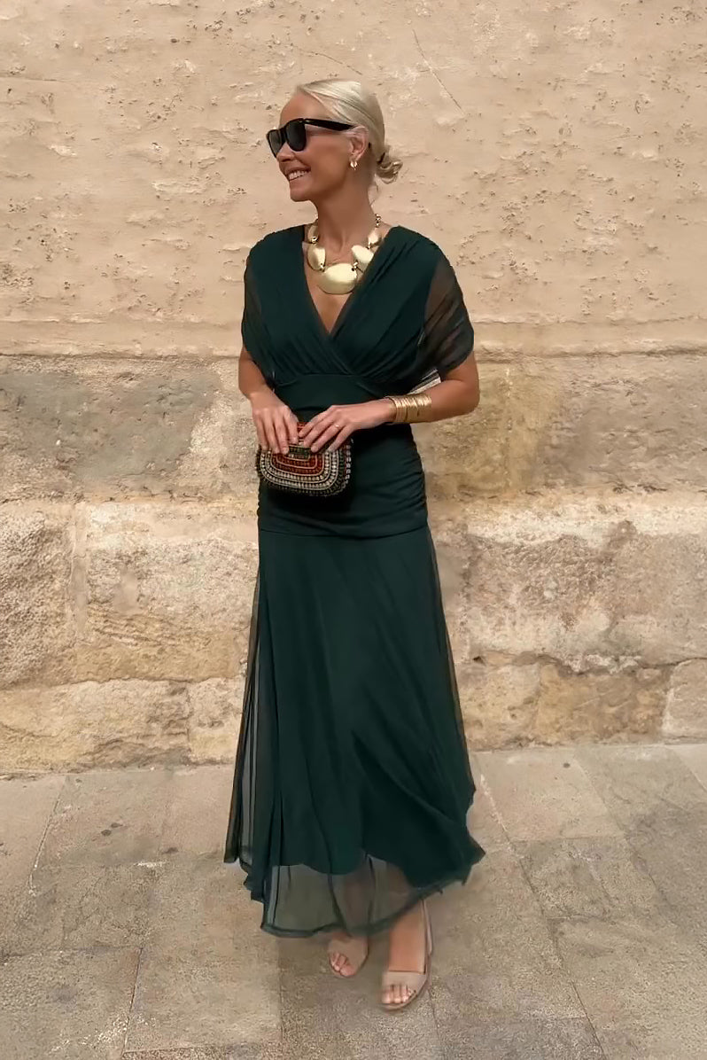 Damen Kleid | V-Ausschnitt Fließendes Maxi
