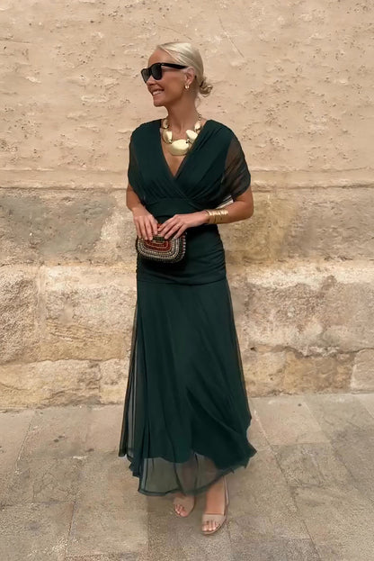 Damen Kleid | V-Ausschnitt Fließendes Maxi