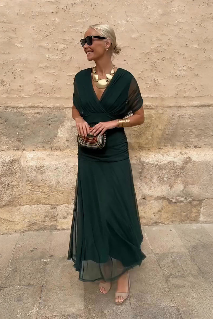 Damen Kleid | V-Ausschnitt Fließendes Maxi