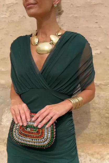 Damen Kleid | V-Ausschnitt Fließendes Maxi