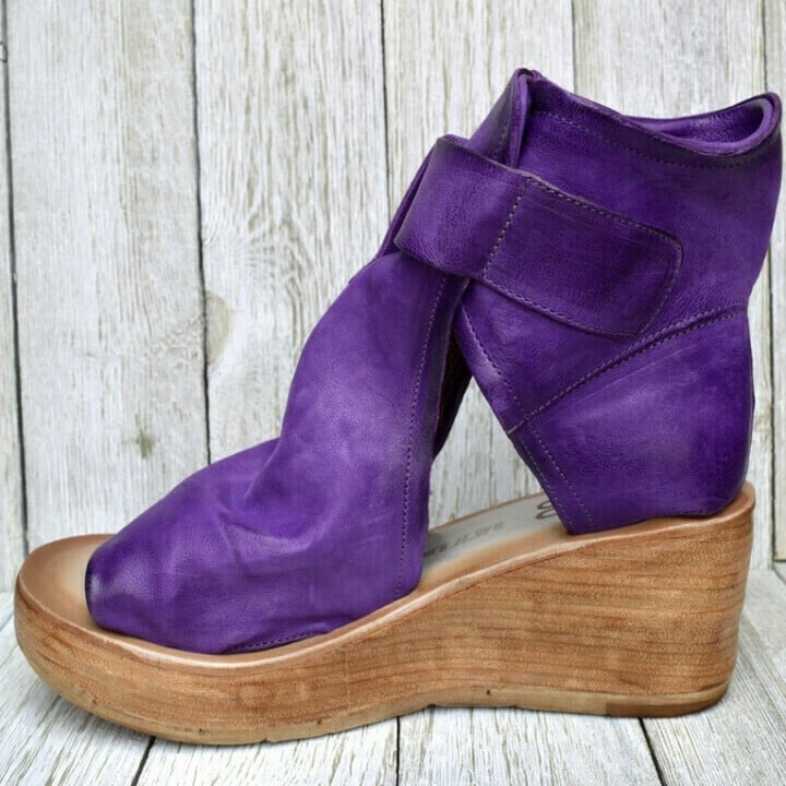 Damen Sandalen | Keilsohle Knöchelriemen Offen
