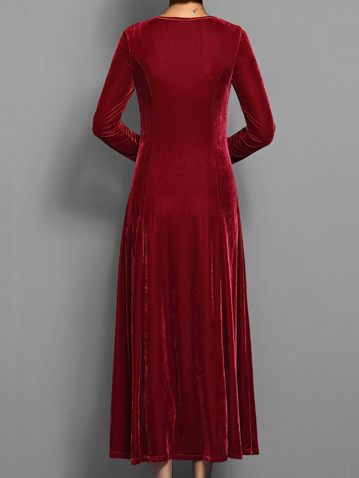 Damen Kleid | Rundhals Langarm Maxi