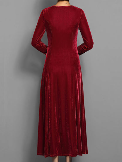 Damen Kleid | Rundhals Langarm Maxi