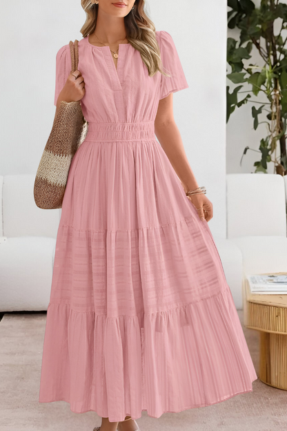 Damen Kleid | V-Ausschnitt Kurzarm A-Linie