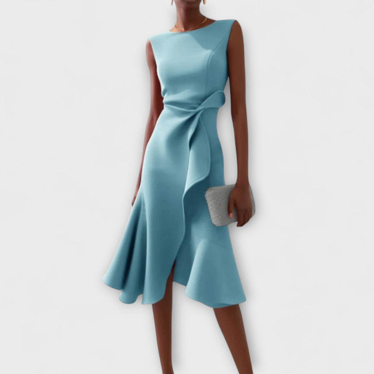 Damen Kleid | Ärmellos Drapiert Midi