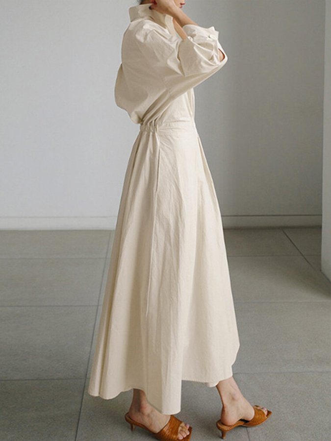 Damen Kleid | Kragen A-Linie Maxi