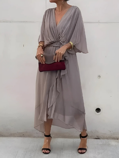Damen Kleid | Wickel Bindegürtel Midi