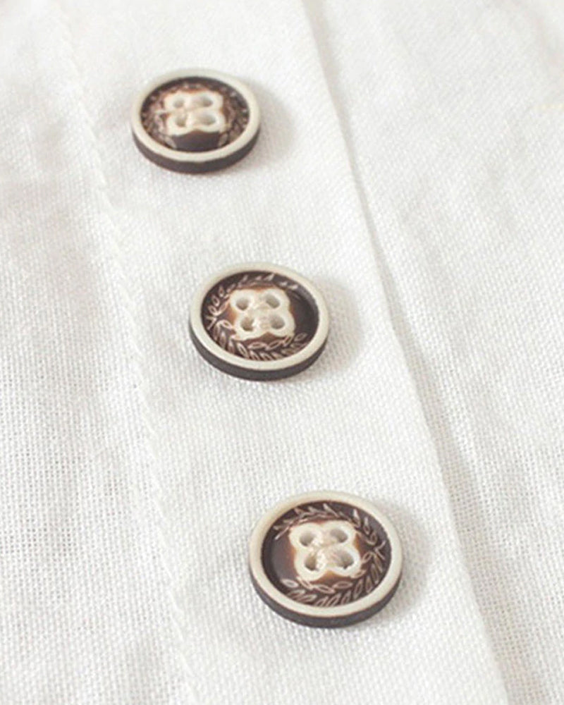Damenbluse | Kurzarm mit Knopfdetail