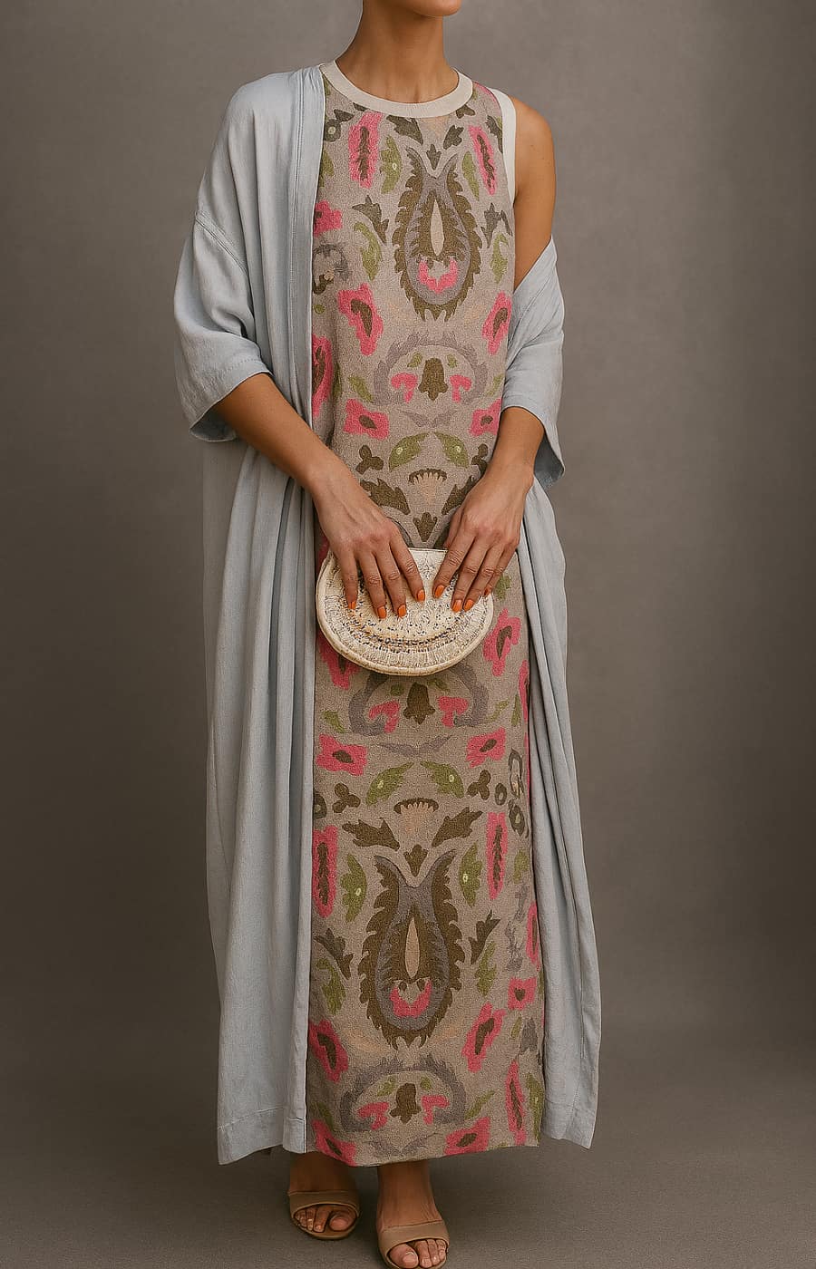 Damen Zweiteiler | Langmantel und Ärmelloses Kleid