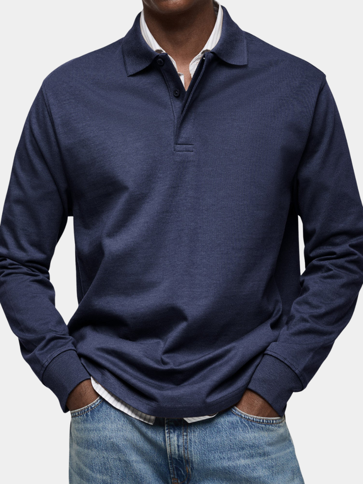 Herren Poloshirt | Langarm Knopfleiste Kragen