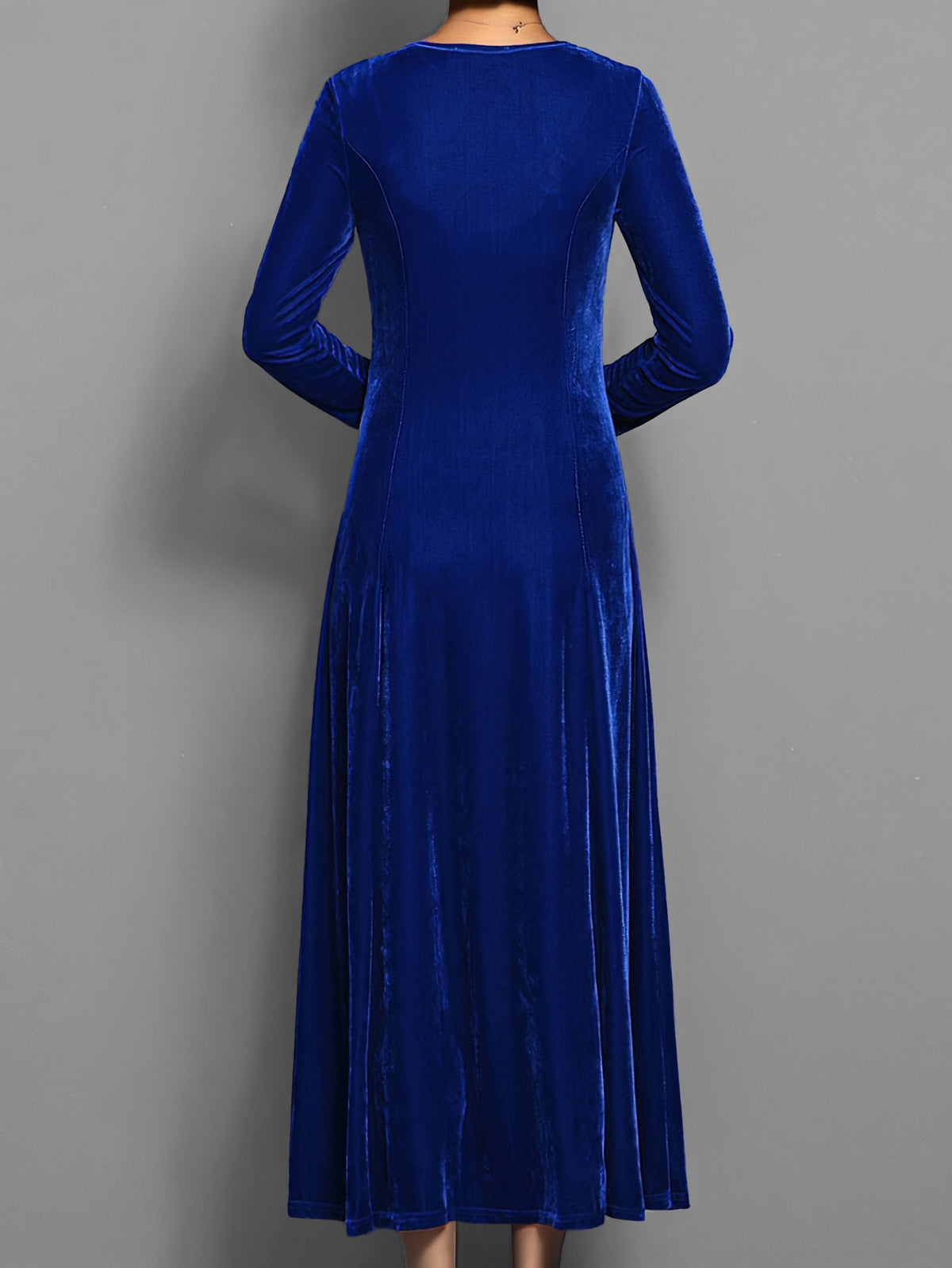 Damen Kleid | Rundhals Langarm Maxi