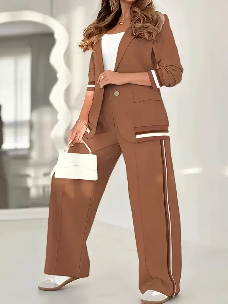 Damen Zweiteiler | Blazer und Weite Hose Set
