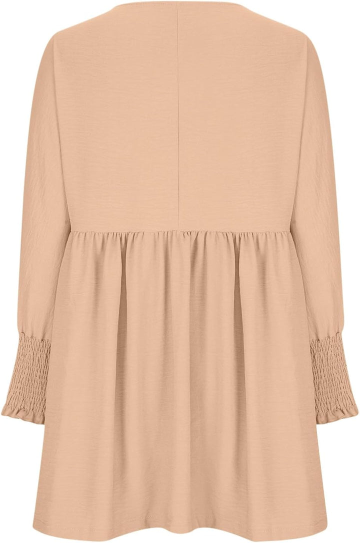 Damen Kleid | Rundhals Raffung Sommer
