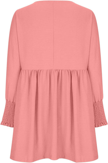 Damen Kleid | Rundhals Raffung Sommer