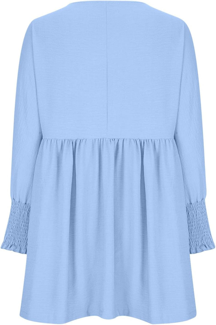 Damen Kleid | Rundhals Raffung Sommer