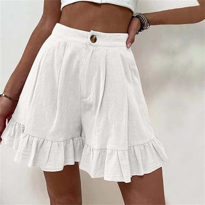 Damen Shorts | Volant-Saum mit Knopf