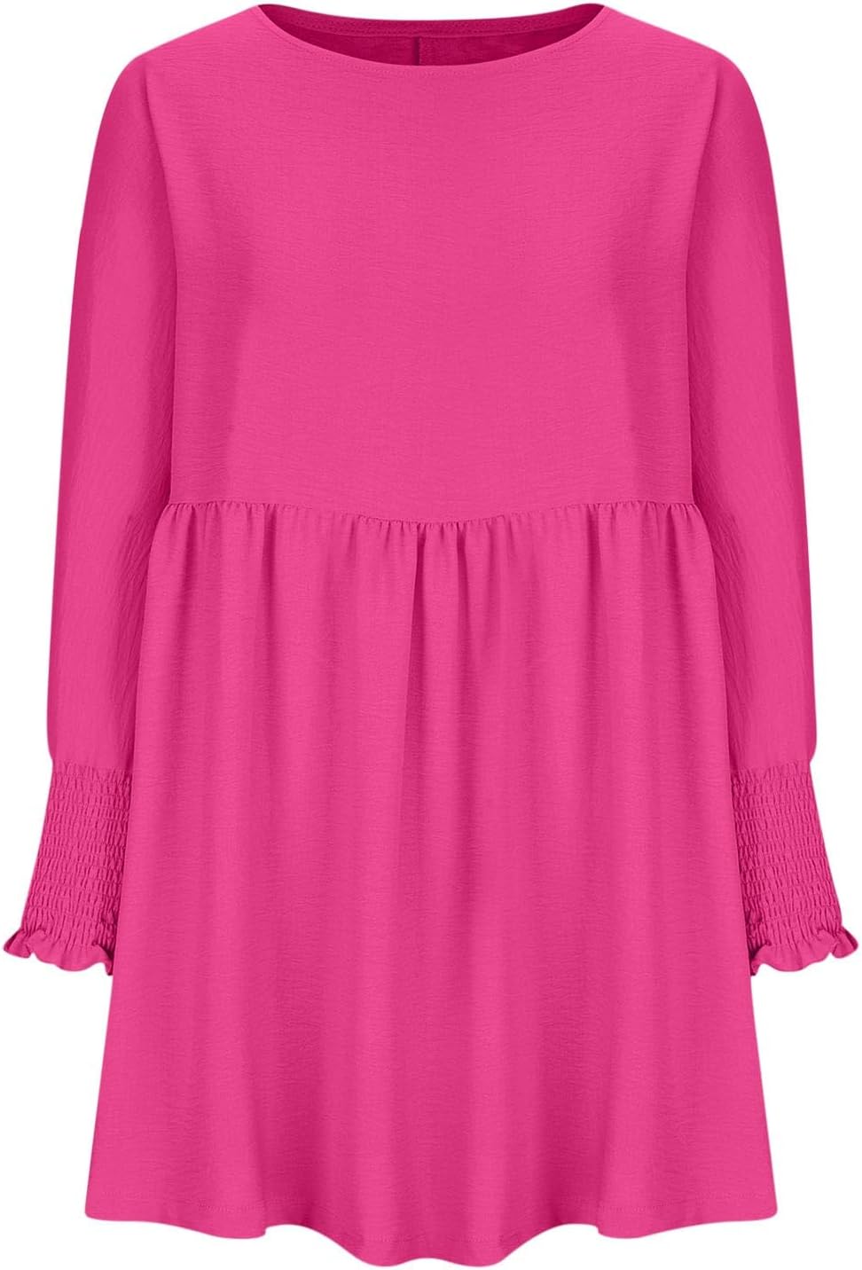 Damen Kleid | Rundhals Raffung Sommer
