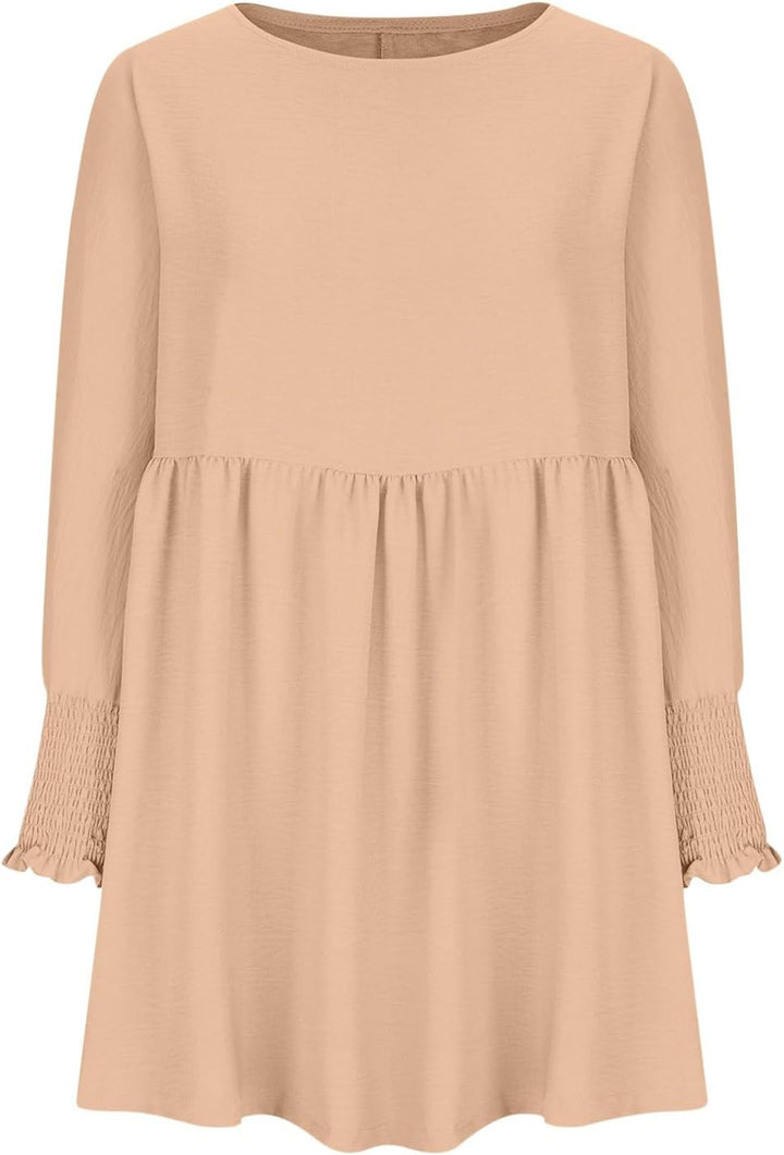 Damen Kleid | Rundhals Raffung Sommer