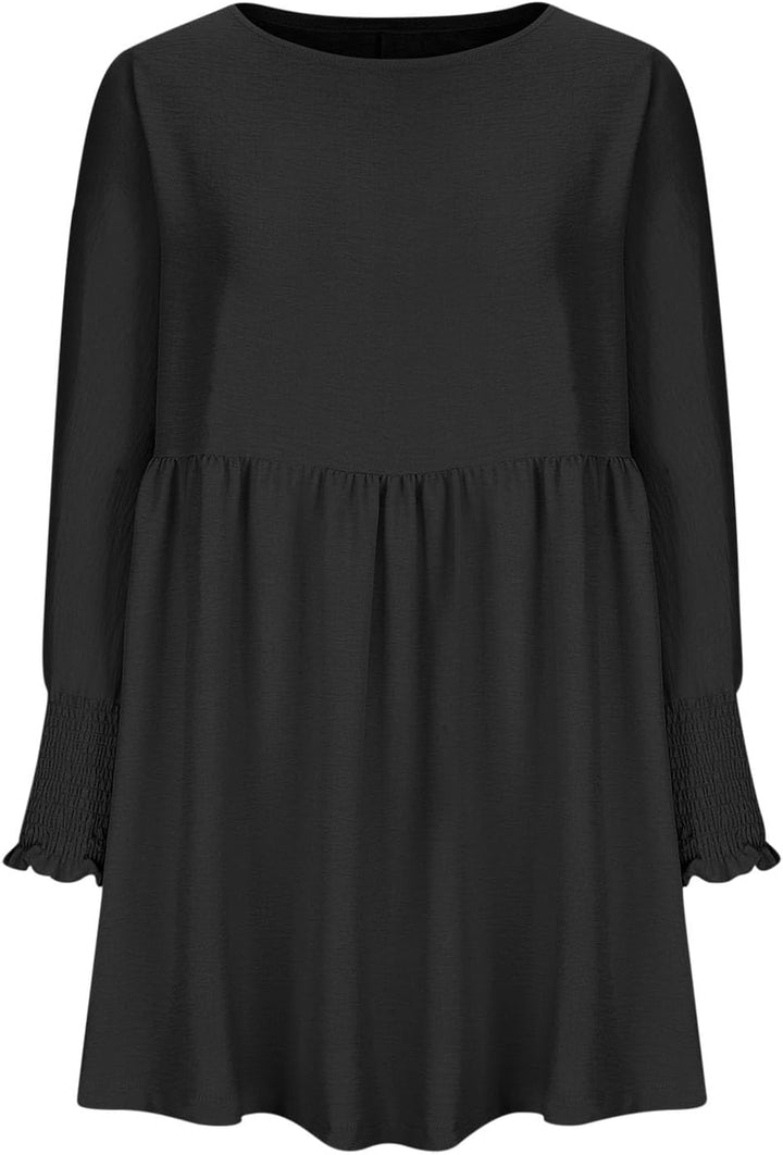 Damen Kleid | Rundhals Raffung Sommer