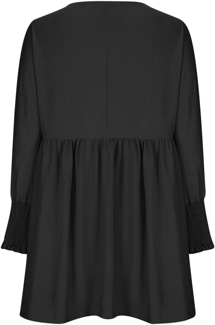 Damen Kleid | Rundhals Raffung Sommer