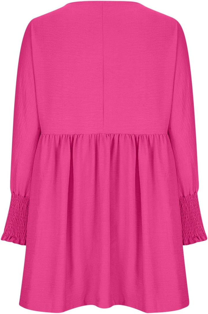 Damen Kleid | Rundhals Raffung Sommer