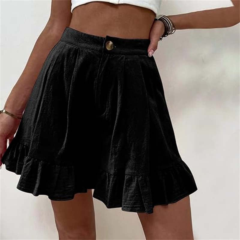 Damen Shorts | Volant-Saum mit Knopf