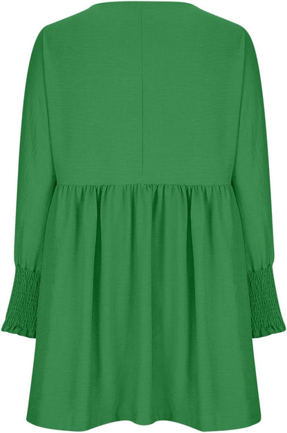 Damen Kleid | Rundhals Raffung Sommer
