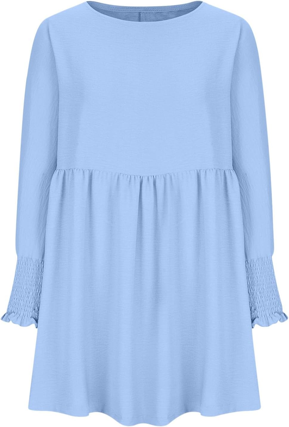 Damen Kleid | Rundhals Raffung Sommer