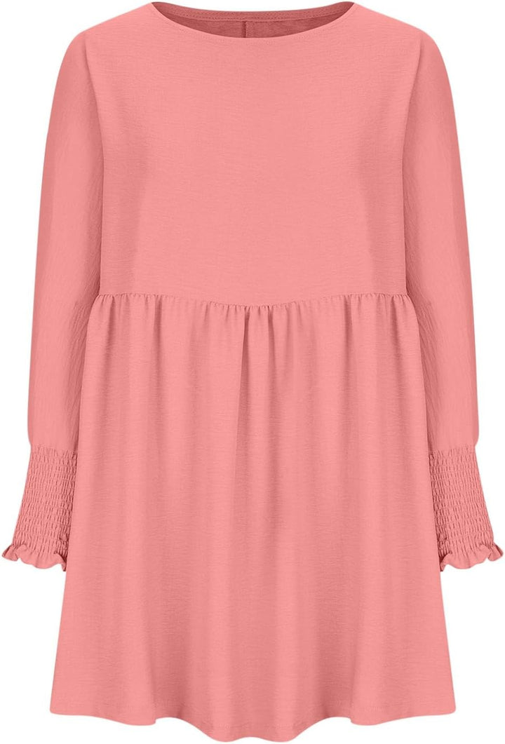 Damen Kleid | Rundhals Raffung Sommer