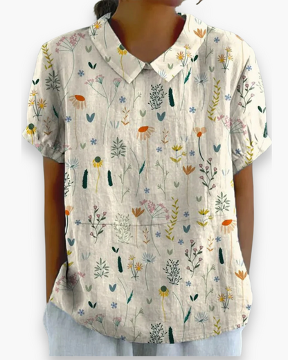 Damen Verspielte Wildblumen Bluse | Weinlese Stil