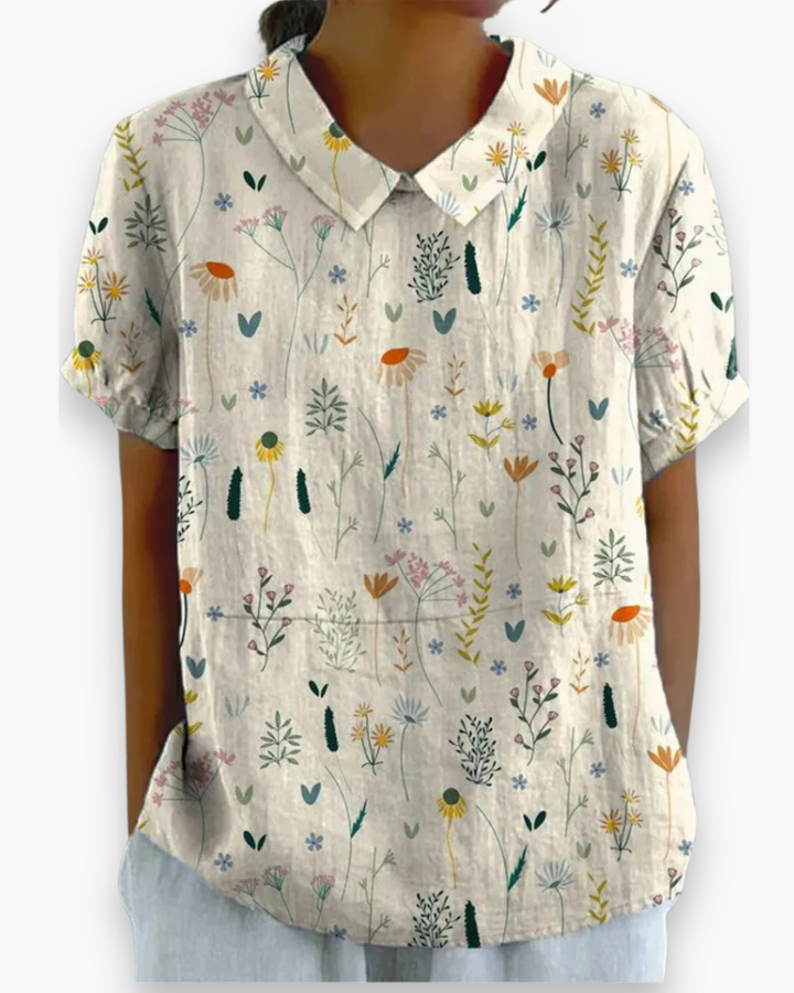 Damen Verspielte Wildblumen Bluse | Weinlese Stil