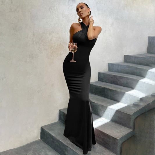 Damen Abendkleid | Halterneck Rückenfrei Maxi