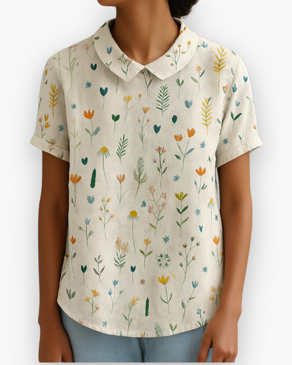 Damen Verspielte Wildblumen Bluse | Weinlese Stil