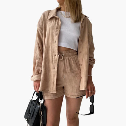Damen-Dreiteiler | Bluse Top und Shorts