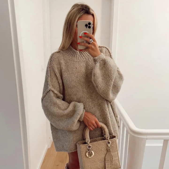 Pullover Damen Oversize | Leichter Stehkragen