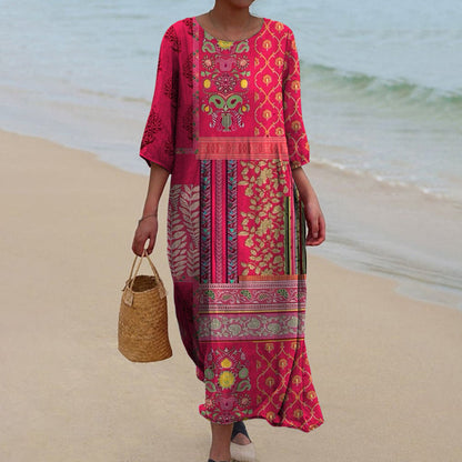 Damen Kleid | Boho Muster Locker Maxi