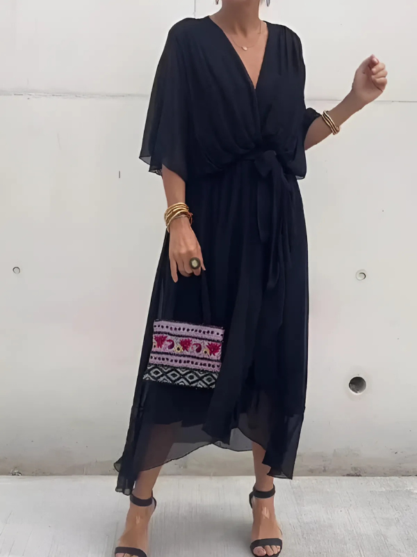 Damen Kleid | Wickel Bindegürtel Midi