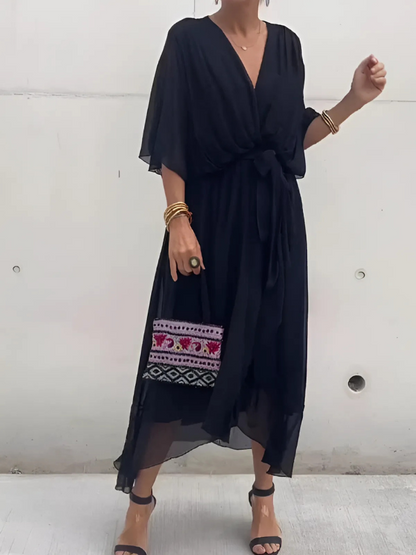 Damen Kleid | Wickel Bindegürtel Midi