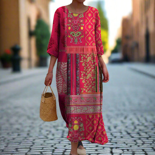 Damen Kleid | Boho Muster Locker Maxi