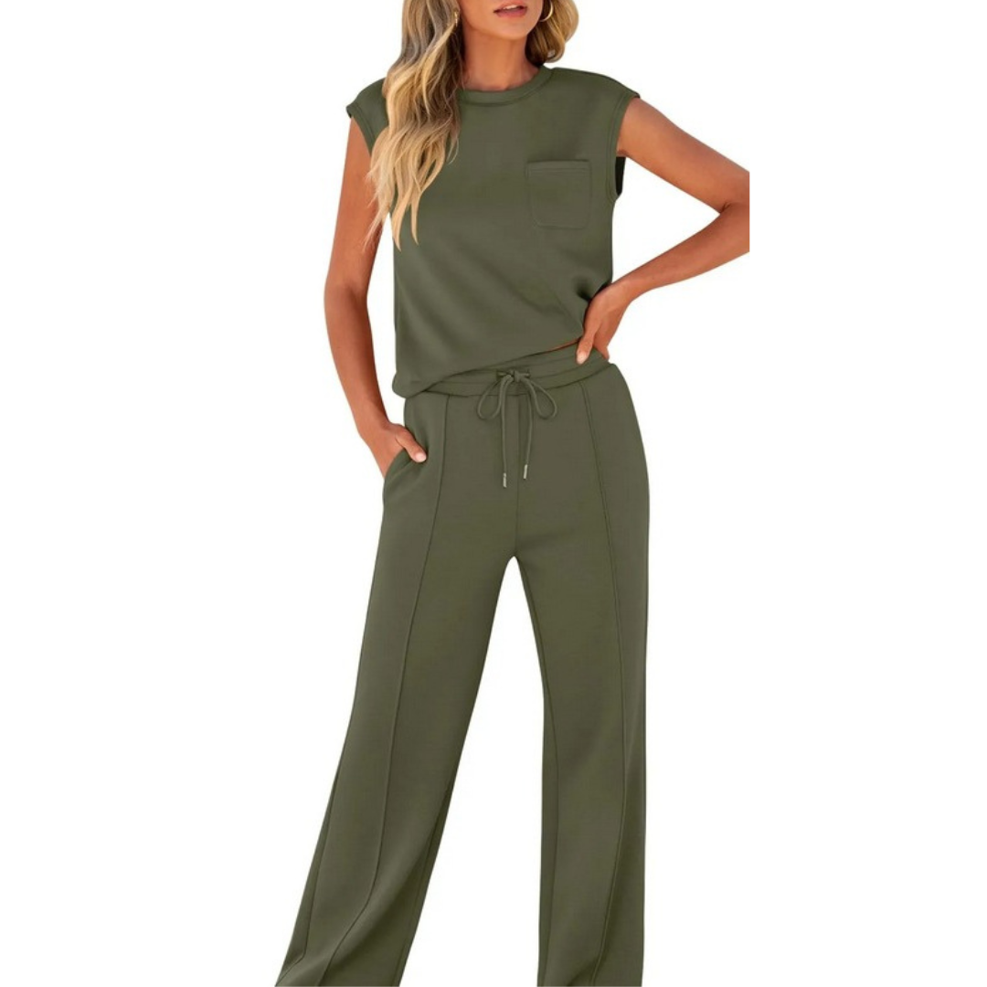 Damen-Zweiteiler | Ärmellos Bluse und Hose