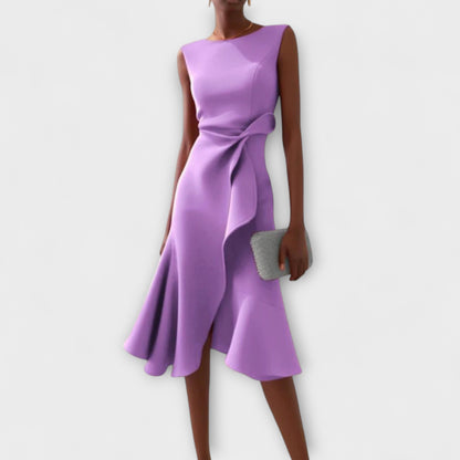 Damen Kleid | Ärmellos Drapiert Midi